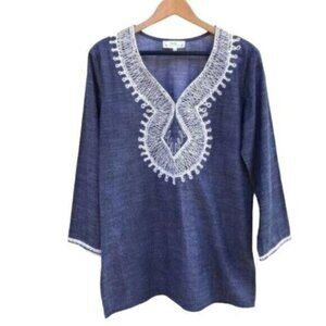 Anthropologie Embroidered Boho Tunic Top